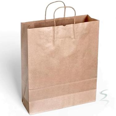 Imagem de 100 Sacolas Kraft Grande 32x37x11 Papel Gram 120g Encorpadas