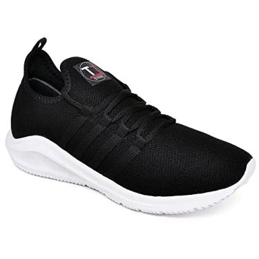 Imagem de Tênis Masculino Corrida Caminhada Academia Esporte Running Palmilha em Gel Leve Macio Confortável (41, Preto e Branco)