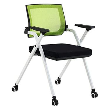 Imagem de Cadeira de escritório Cadeira ergonômica Cadeira de conferência Cadeira de escritório em malha com braço para tablet Mesa e cadeira (cor: com quadro de escrita, tamanho: 65 x 59 x 83 cm) (verde 65 x