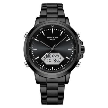 Imagem de Relógio De Pulso Esportivo Militar Masculino 3301 Sanda Preto Branco