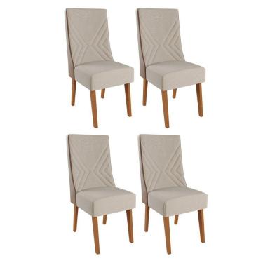 Imagem de Kit com 4 Cadeiras em Madeira Maciça Romero Linho Bronze