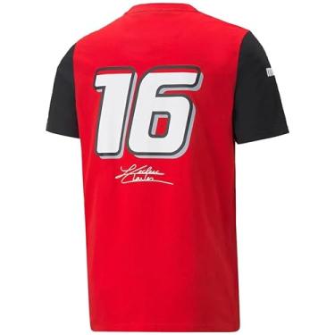 Imagem de Camiseta para Ferrari Driver Leclerc Sainz F1 Team Summer Motorsport Racing Red Quick-Dry Leisure Jerseys Manga Curta P-5GG, Leclerc 16, 4G