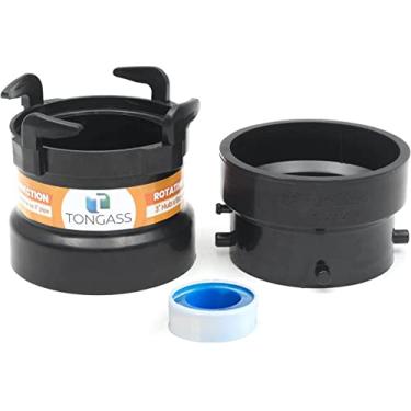 Imagem de TonGass (Pacote combo) Adaptador de encaixe de mangueira de esgoto RV para PVC, adaptador de conexão e terminação de esgoto RV - Cubo de 7,6 cm x ganchos de baioneta com fita de vedação de rosca