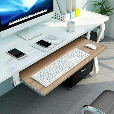 Imagem de Bandeja ergonômica para teclado extensor de mesa, braçadeira, plataforma deslizante para teclado, prateleira de apoio de braço, ajustável sob a prateleira de armazenamento de mesa, para supo