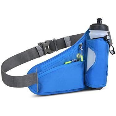 Imagem de HB1 Bolsa esportiva de hidratação para corrida, cinto de corrida, com suporte para garrafa de água, impermeável, refletivo, fone de ouvido para homens e mulheres, ciclismo, caminhada, azul