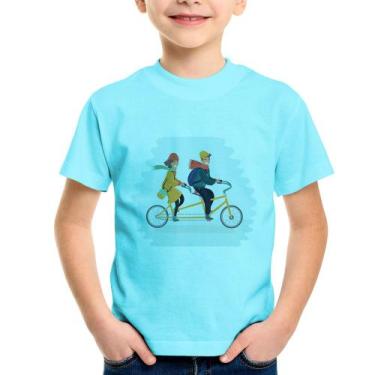 Imagem de Camiseta Infantil Casal  Bicicleta - Foca Na Moda