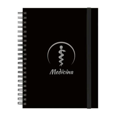 Imagem de Caderno Universitário Plus 12 Matérias Profissões Medicina (Preto e Prata)