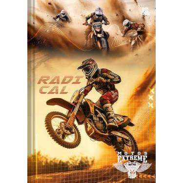 Imagem de Caderno Brochura 1/4 Pequeno, Animativa, Capa Dura, Motos Extreme, 80 Folhas, Pacote com 5