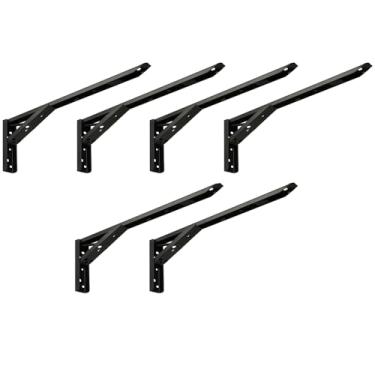 Imagem de Kit 03 Pares Suporte Para Mesa Dobrável Retrátil 30 cm H02 Mão Francesa Preto - Lyam