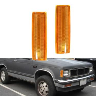 Imagem de Tonsya Para Chevy S10 GMC Jimmy S15 Oldsmobile para-choque dianteiro marcador lateral alojamento lente âmbar GM2551108, GM2550116