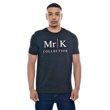 Imagem de Camiseta Masculina com Estampa Mr Kitsch Em Alto Relevo Gola Redonda Mescla Preto Emporio Alex-Masculino