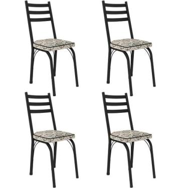 Imagem de Kit 4 Cadeiras para Cozinha Tubular D-13 Nara de Aço - Artefamol, Pret