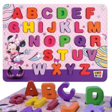 Imagem de Brinquedo Educativo Didatico Letras Cores Encaixe Minnie Mdf - Toymix