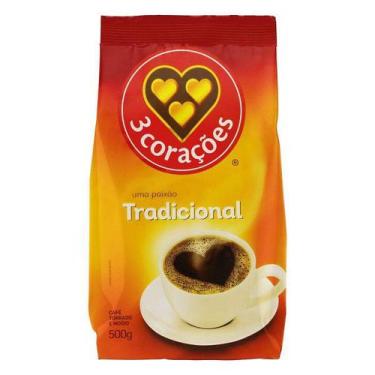 Imagem de Café Torrado e Moído Tradicional 3 CORAÇÕES 500g