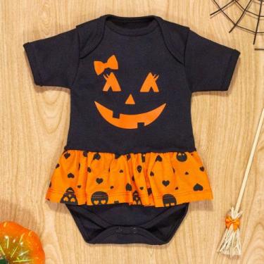 Imagem de Body saia para bebê halloween abóbora suedine preto - Era Uma Vez, 0-3