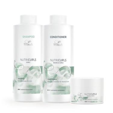 Imagem de Kit Wella Professionals Nutricurls Shampoo+Condicionador 1L+Máscara 15