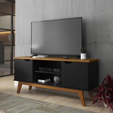 Imagem de Rack para Sala Preto Acetinado/Cumaru Prism 1.4 Patrimar Moveis - Patr