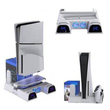 Imagem de Suporte Multifunção Cooler LED Para Playstation 5 Fat Slim Carregador 
