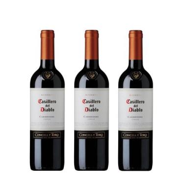 Imagem de Kit Vinho Casillero Del Diablo Carmenere Reserva 750ml 3uni