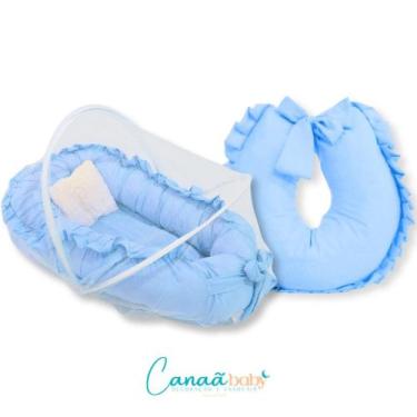 Imagem de Kit Ninho Redutor com Mosquiteiro e Almofada Amamentação - Canaã Baby,