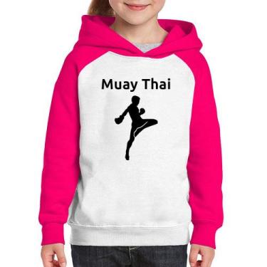 Imagem de Moletom Infantil Muay Thai - Foca na Moda, Branco, Rosa, 8