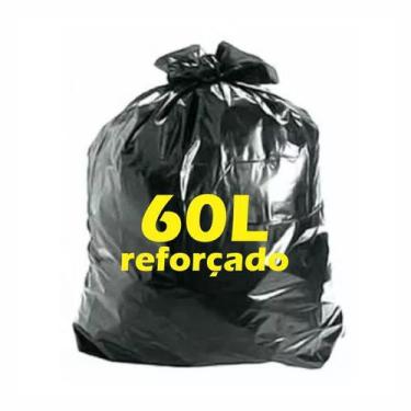 Imagem de Sacos para lixo preto 60L reforçado pacote com 5 unidades - sos lar