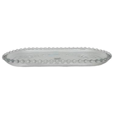 Imagem de Travessa Bandeja Oval Cristal Pearl Bolinhas Wolff 30x15 cm, Transpare