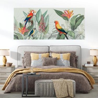 Imagem de Painel Quadro Adesivo - Folhagem e araras - Dekalque, 2,0 x 0,90