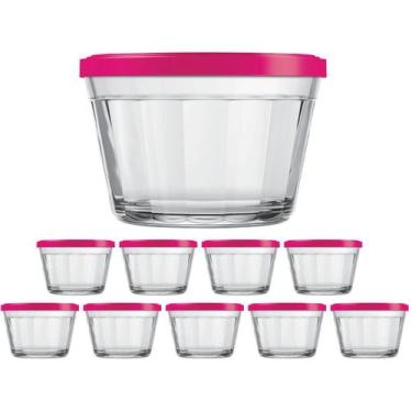 Imagem de Kit Potes Pequeno Americano Tampa Cor Sortida 350ml -  9Un - NADIR FIG