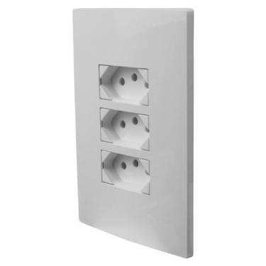 Imagem de Conjunto Espelho Monobloco 4x2 com 3 Tomadas 10A 250V Linha i9 Ilumi -