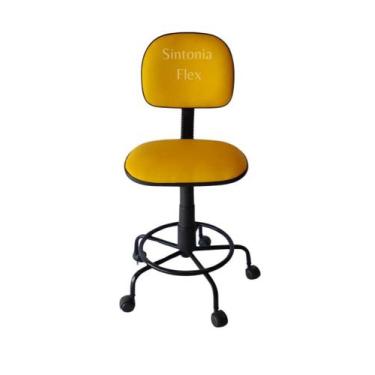 Imagem de Cadeira  secretaria  com regulagem de altura - base de ferro - rodízio