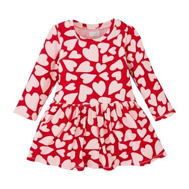Imagem de Mud Pie Vestido camiseta infantil com coração para bebês meninas, Vermelho, M