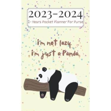 Imagem de 2023-2024 Pocket planner For Purse: Funny Lazy Panda Small Size 2 Year Monthly Planner 24 Month Organizer Vertical Agenda on Two Page Spread... Gift For Panda Lovers