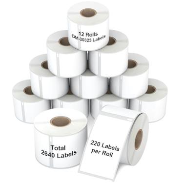 Imagem de Misofuki 2640 etiquetas térmicas de substituição de etiquetas de endereço de envio compatível com DYMO 30323, funciona com Labelwriter 450, 450 Turbo, impressoras 4XL, 12 rolos de etiquetas térmicas