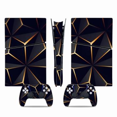 Imagem de Capa de console para PS5 Slim, decalque de vinil para controle de edição digital (preto)