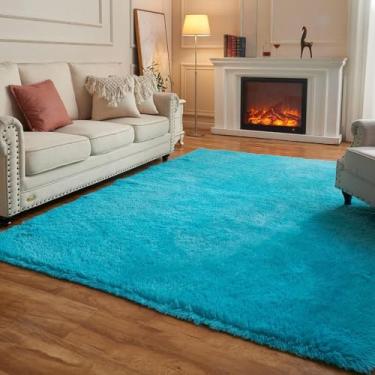 Imagem de Arbosofe Tapetes de área para sala de estar, quarto, 1,8 x 2,5 m, azul, fofo, felpudo, pequeno, tapete macio de pelúcia, tapetes fofos para berçário, sala de jogos, quarto de crianças e meninas