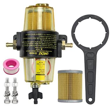 Imagem de Coimoviol Conjunto Separador de Água e Filtro de Combustível Uf-10K Compatível com Motor de Popa Marítimo Mercury Yamaha Suzuki Tohastsu, Filtro Universal com Chave e Elemento Filtrante Extra