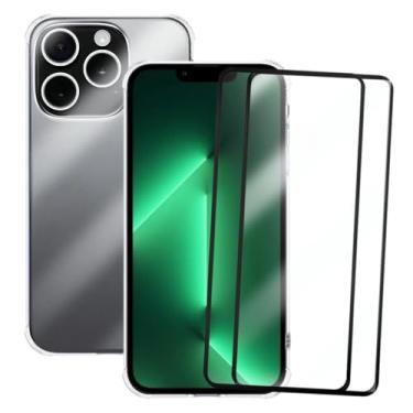 Imagem de Capa Capinha Case Anti Shock Slim Compatível iPhone 13 Pro e 2 Pelicula de Vidro 3d Cobre Toda Tela