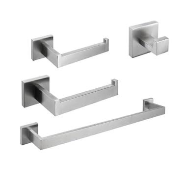 Imagem de Acessórios para banheiro Conjunto de ferragens Decoração Suporte para rolo de papel higiênico Gancho para toalha Barra de parede dourada escovada Prateleira de aço inoxidável, SS, Conjunto de 4 p