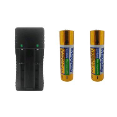 Imagem de Kit Carregador Duplo 2 Slot Mais 2 Bateria 18650, 14500 Bateria 26650,