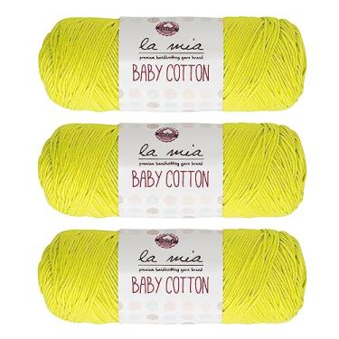 Imagem de 3 novelos La Mia Baby 50% algodão total 297,7 g cada 3,5 oz (100 g) / 218yd (200m), médio, penteado, fio super macio, melhor para bebês e amigurumi, verde - L045