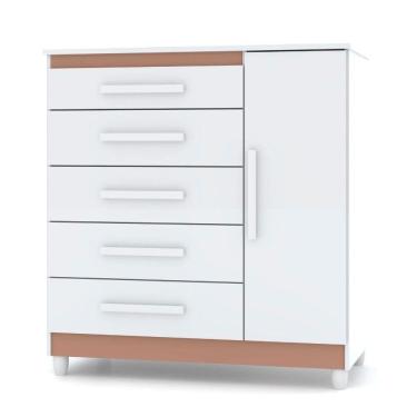 Imagem de Cômoda Sapateira Line 1 Porta 5 Gavetas Cor:branco Camarim