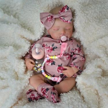 Imagem de Brastoy Bebê Reborn Boneca Corpo de Silicone Menina Original (48cm Menina Bebê Dormindo)