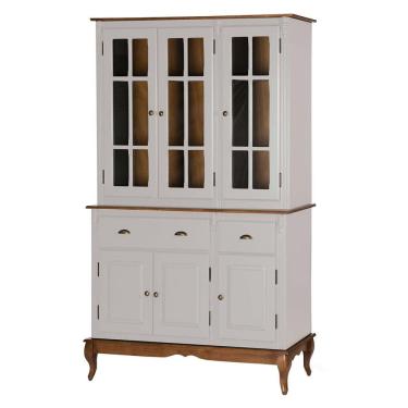 Imagem de Arca Oratório 6 Portas 2 Gavetas 60841 Hannover - Off White/Imbuia Glazer