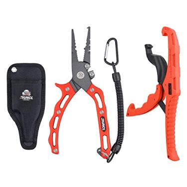 Imagem de RUNCL Alicate de pesca e kit de garra de lábio de peixe, ferramentas de pesca multifuncionais para homens, equipamento de pesca premium em água salgada e de água doce, extrator removedor de pesca