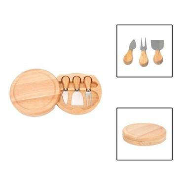 Imagem de Jogo Utensílios Para Queijo 3 Peças Com Suporte Tábua - UnyHome