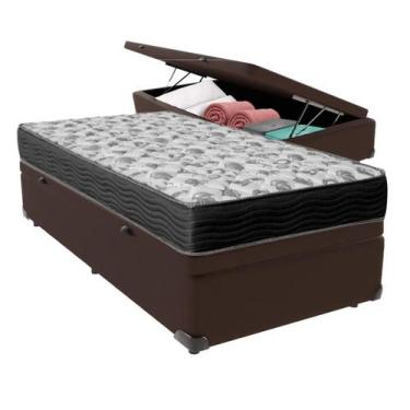 Imagem de Cama Box Baú Solteiro Marrom + Colchão ISO100 D33 Ortobom