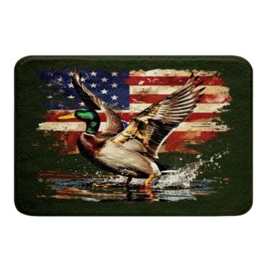 Imagem de Feelyou Tapetes de banheiro infantil pato-real 50,8 cm x 81,3 cm tapetes de banho de caça de chifre para banheiro meninos meninas tapetes de banho com bandeira americana para chuveiro, banheira,