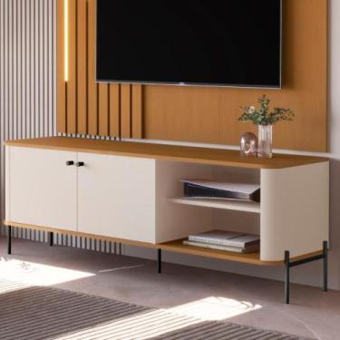 Imagem de Rack Para TV 58 Polegadas Olaf Off White Nature Preto - CasaH