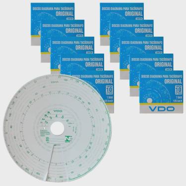 Imagem de Kit 10 Caixas Disco Diagrama Tacógrafo Semanal 125Km 7D Vdo